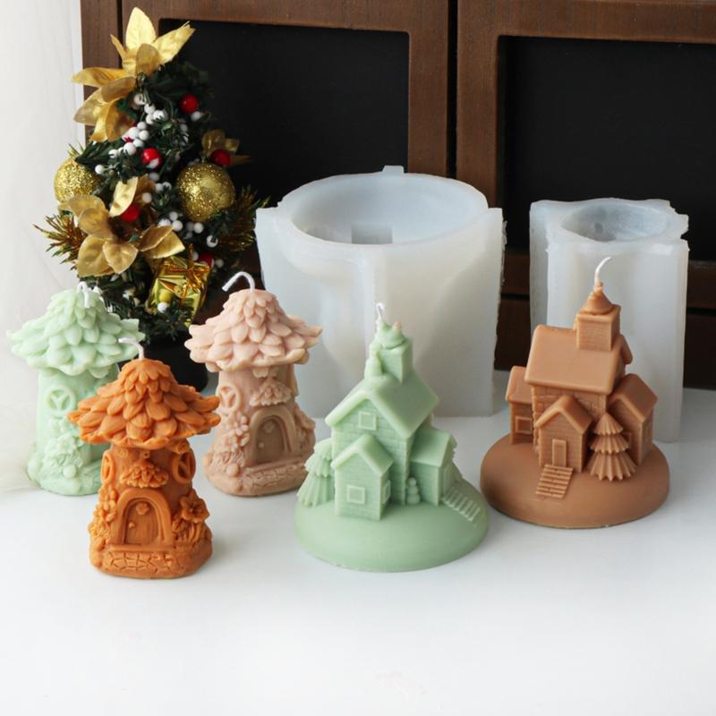 Flexible Silicone Mold Nordic House Shaped Candle Molds Scented Aromatherapy Making Mould Handmade Ornament Mould