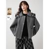 Women's 100% Merino Wool Plaid Hooded Double-Faced Short Coat