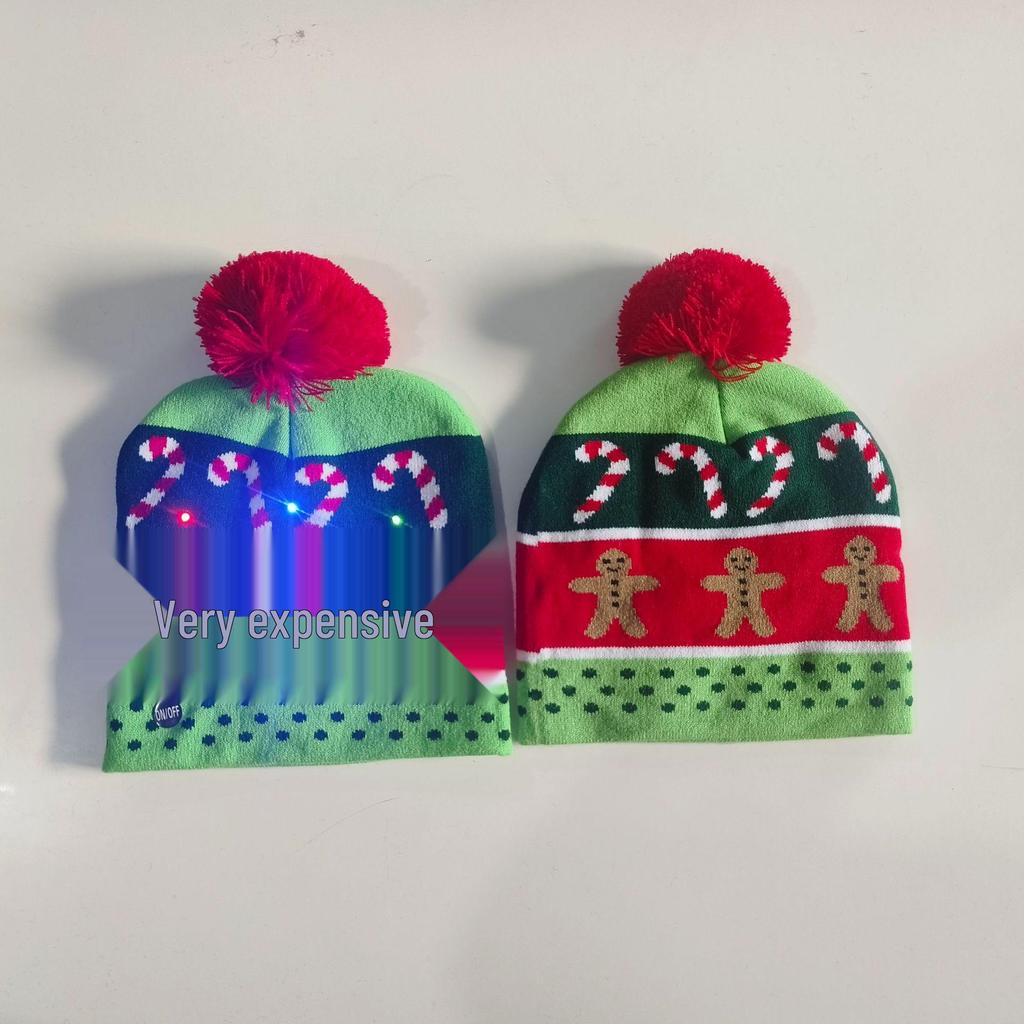 Festliche LED Leuchtmütze für Erwachsene - Unisex Jacquard Woll-Design
