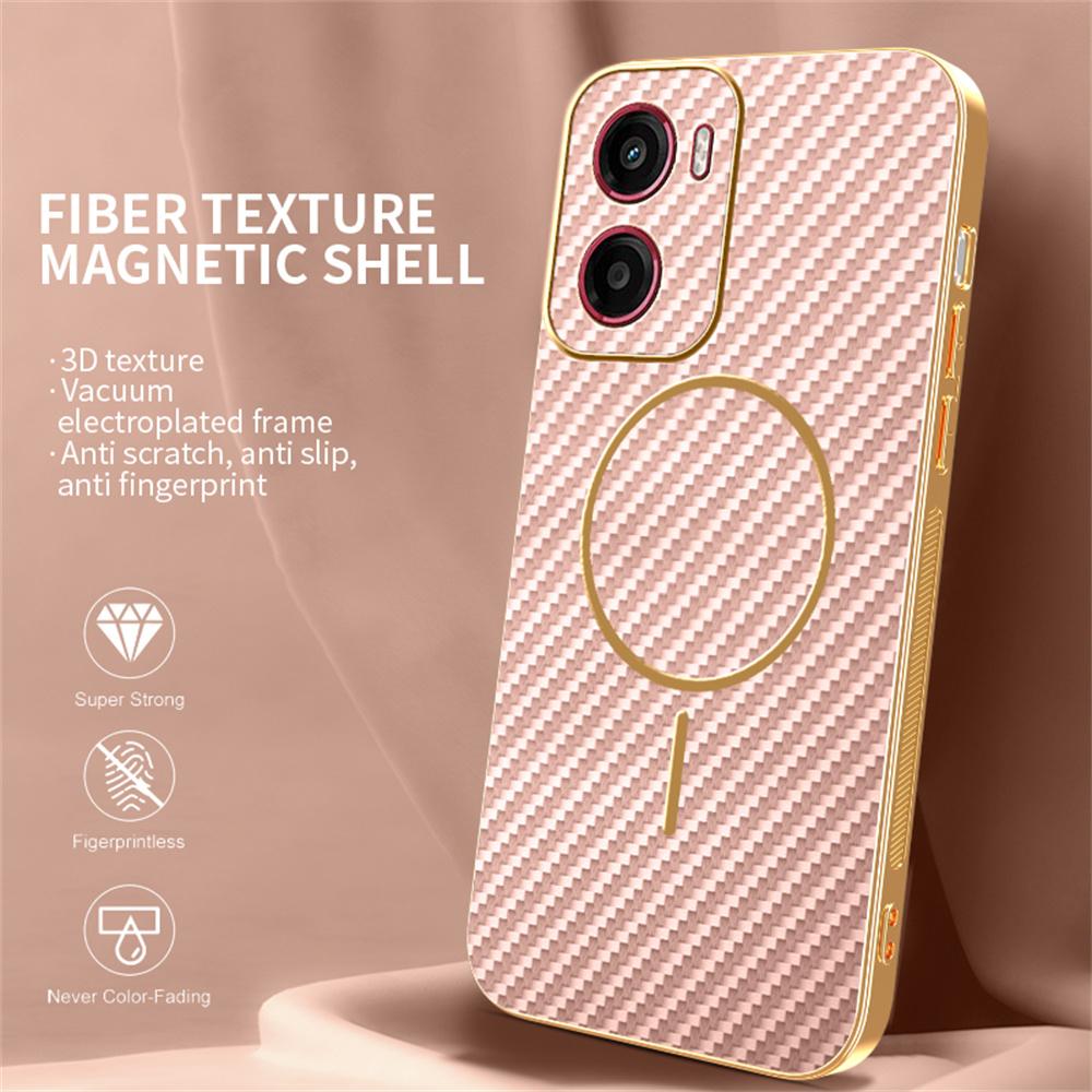 For Motorola Moto G05 4G/E15 4G Phone Case Carbon Fiber Textured Electroplated TPU Back Cover