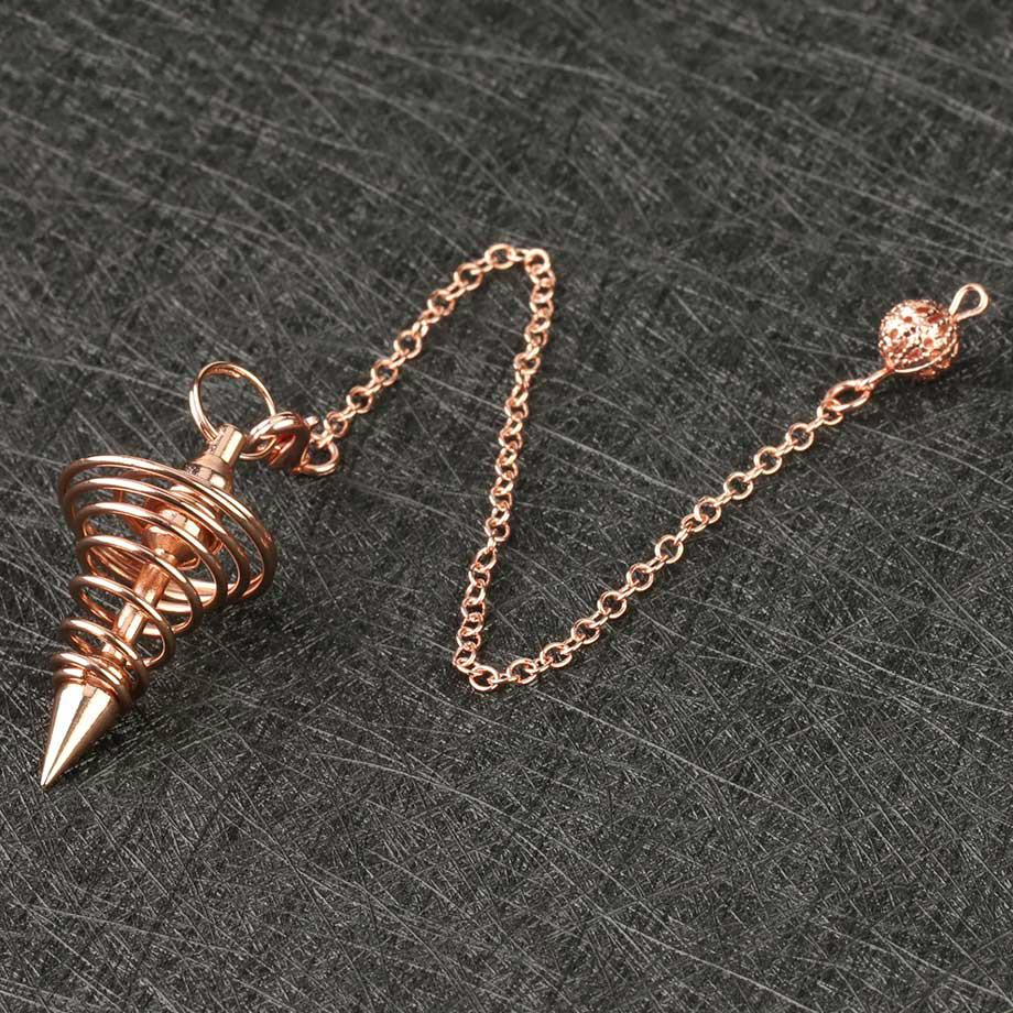 1pc Metal Pendulum Pendulo Radiestesia Pendulums for Dowsing Healing Pyramid Pendant Necklace Women Men Spiral Pendule Reiki Amulet