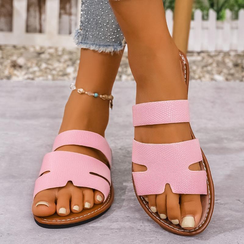 Large size flat-bottomed slippers for women's outer wear summer new round head lightweight women's slippers Slippers