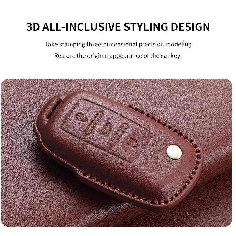 Leather Car Key Case Cover Shell Fob For Vw Volkseagen Passat B8 Magotan For Skoda Superb A7 Kodiaq Seat Protected Keychain Bag