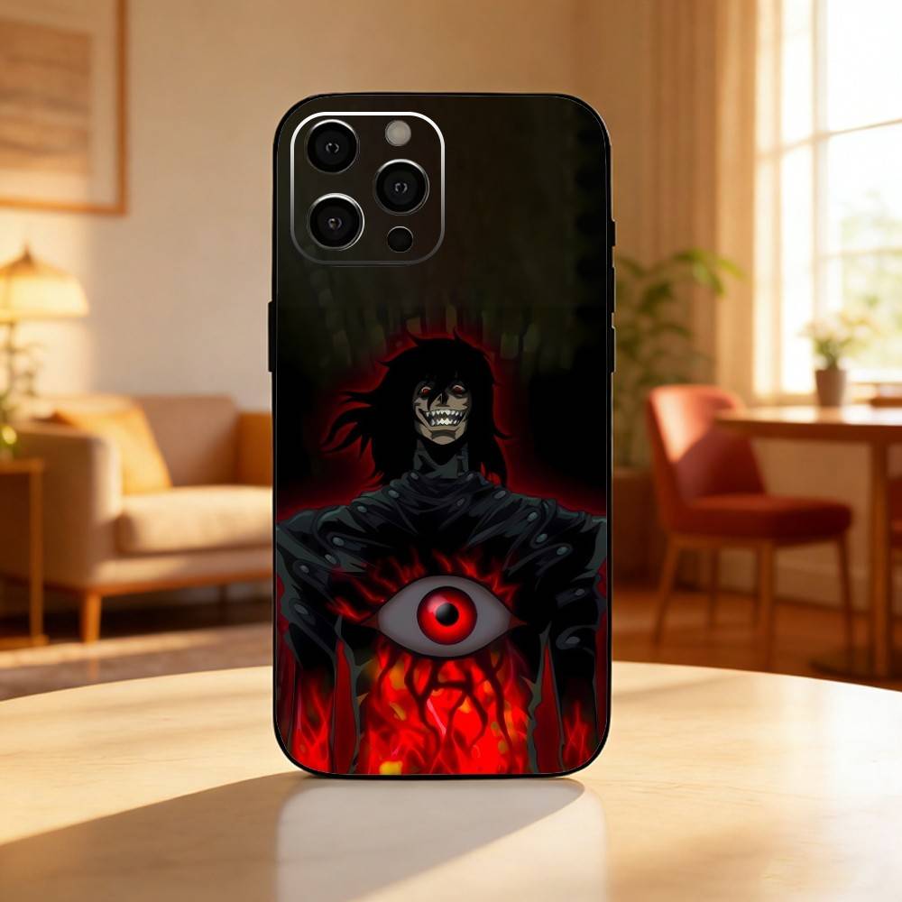 H-Hellsing Anime Cool Phone Case For iPhone17,16,15,14,13,12 Plus,Max Soft Silicone Black Cover