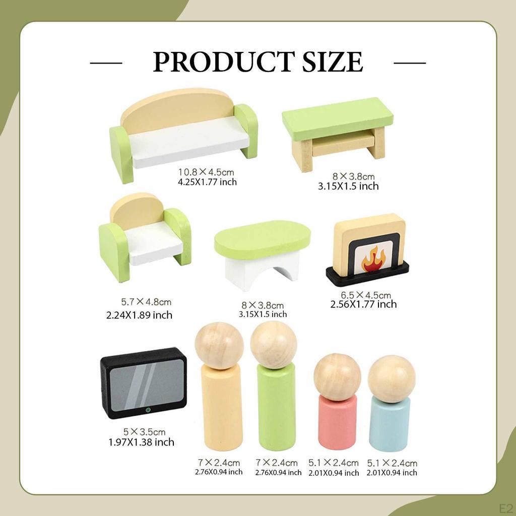 Wooden Dollhouse Furniture Set Doll House Accessories Room Kits Photography Prop Pretend Play Toy