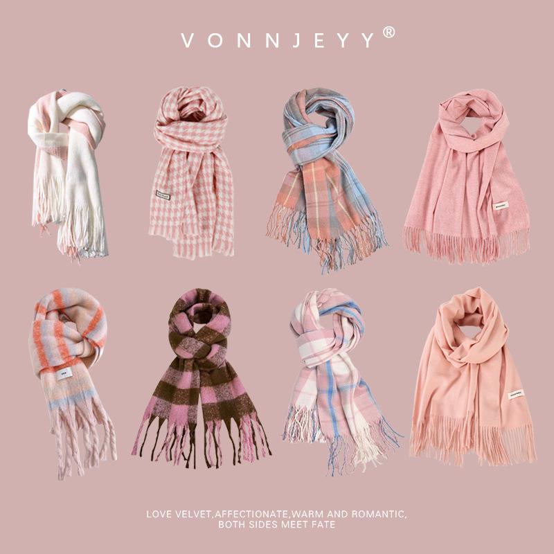 Classic Soft Girl's Imitation Cashmere Scarf Shawl - Versatile, Warm & Stylish for Autumn/Winter