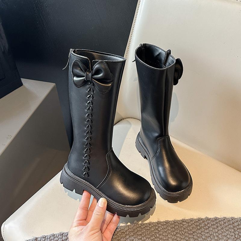 

Детские бархатные сапоги 2025 осень и зима новые девочки бант мода средние и старшие детские высокие сапоги теплые сапоги тренд 27