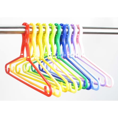 Sawafuji Colorful Bachiri Laundry Hanger, Medium, 388mm Wide, Set of 10, Made in Japan, Anti-Fly Grip Catch Hangers, Collar-Fit, Storage, Hanging for