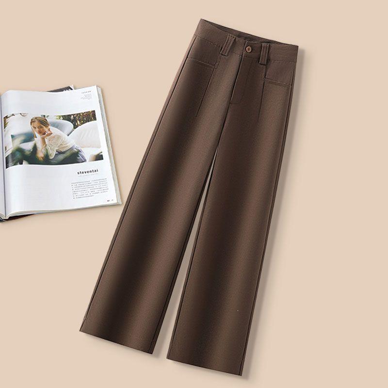

Autumn Coffee Slimming Wide-Leg Pants - Women s 2026 Versatile Casual Trousers Size 28 (Elastic Waist) for 95-105 lbs