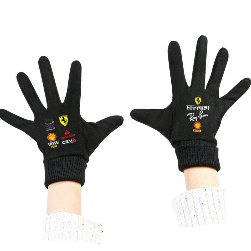 Unisex Car Logo Touch Screen Gloves Cycling Warm Gloves For Ferrari F430 Stradale Roma 488 Spider SF90 Portofino F8 Superfast HS4