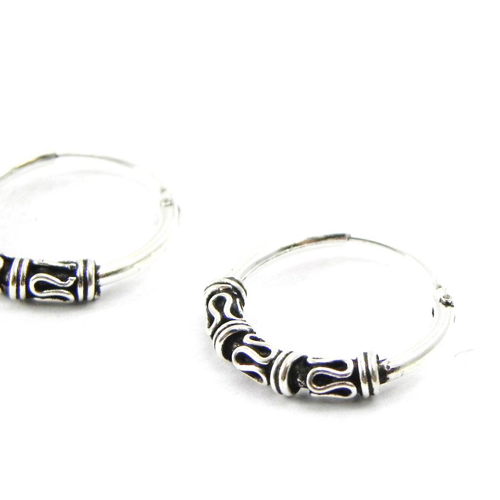 Les Trésors De Lily [C9384] - Créoles Argent 'Thai' argenté vieilli - 1. 6 cm 2 mm