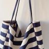Casual Style Women’s Handbags New Fashion Large Capacity Striped Canvas Underarm Shoulder Bags Ladies Commuter Totes CLE