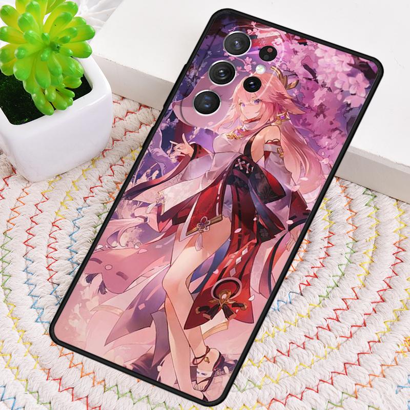 Genshin Impact Yae Miko Silicone Phone Case For Samsung Galaxy Note 10 Pro S26 S25 S24 S23 S22 S21 Plus S25Ultra Capa Cover