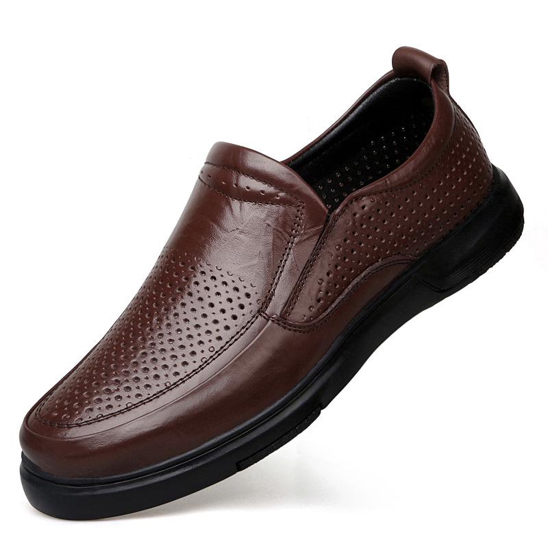 Men s Casual Leather Height-Increasing Warm Slip-On Shoes 37