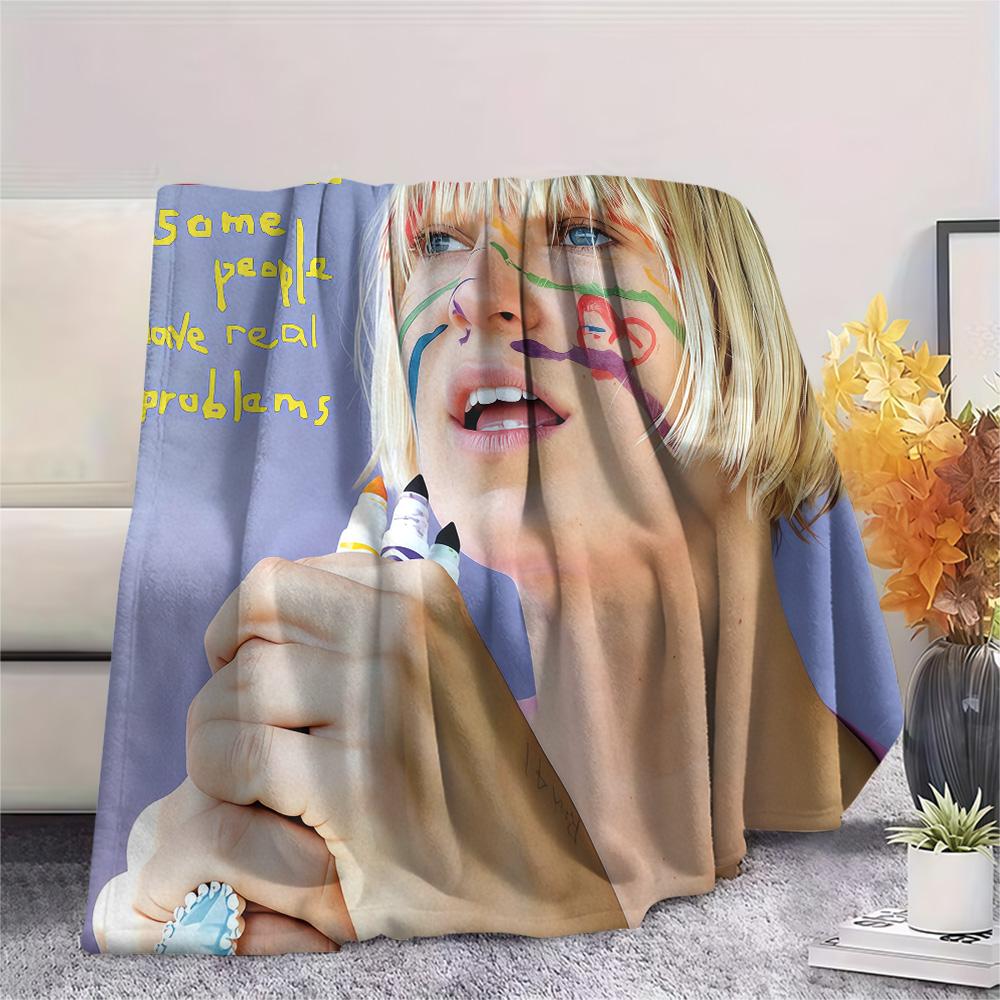 1PC SIA Print Flannel Blanket, High quality Comfortable for All Seasons, Home Decor, Warmth and Comfort, Perfect for Christmas Gifts