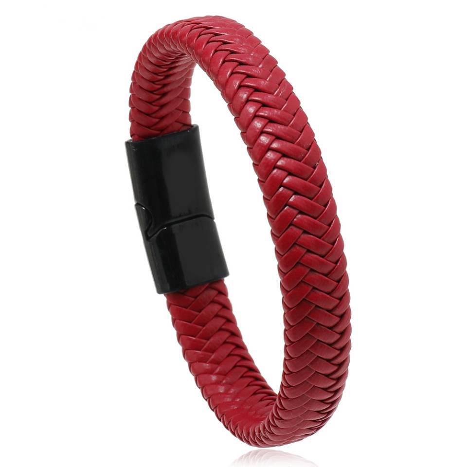 Retro Multi-Color Leather Woven Bracelet with Alloy Magnetic Clasp - Versatile Men s Accessory