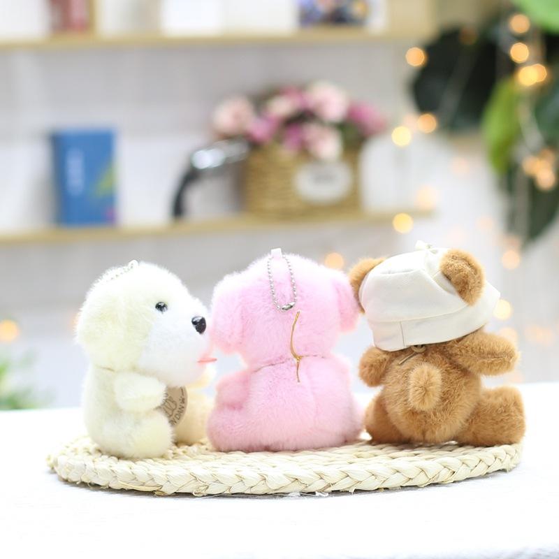 Bonito Bonito Chapéu Urso Pingente Brinquedo de Pelúcia Boneca Urso Penduricalho de Bolsa Chaveiro Boneca de Pano