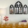 3Pcs Gothic Mirrors Wall Decor Arched Decorative Mirror Wall Mounted Goth Room Decor Vintage Cathedral Window Mirror Indoor