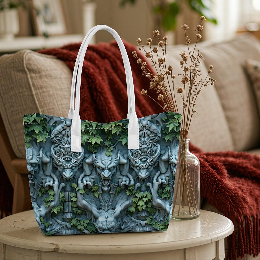 Gothic Gargoyle Print Tote Bag Fashion Large Capacity Daily Shoulder Bag for Outdoor Shopping Travel Use