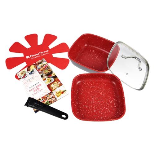 

Flavorstone Diamond Edition 6-Piece Set (Red) Nonstick Square Frying Pan, Oven Safe