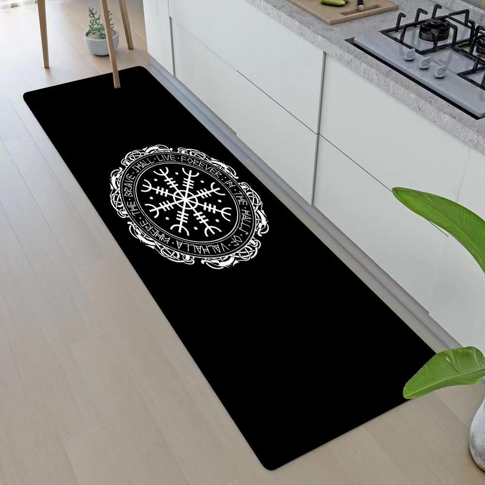 Entrance Front Doormat Symbol Valknut Nordic Valhalla Non-slip Kitchen Living Room Rug Balcony Bathroom Foot Floor Mat Carpet