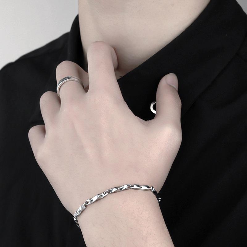 Hand Bracelet Birthday Gift - Unique Design for Men, Trendy Titanium Steel, Hip-hop Style, Personalized, Cool and Laid-back Fashion Accessory
