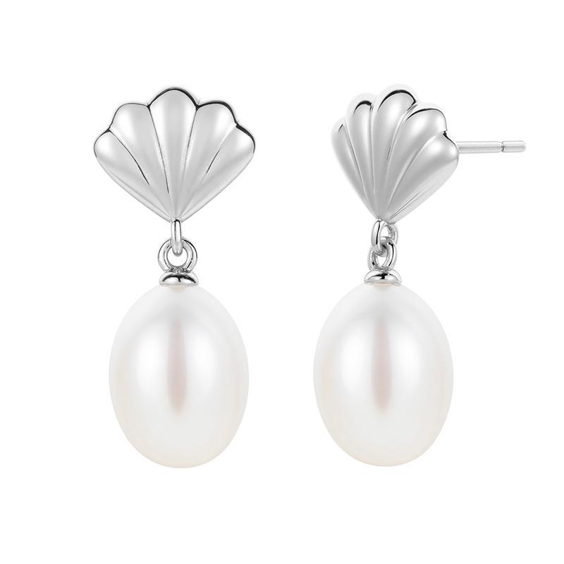 Orecchini da Donna in Argento S925 con Design a Conchiglia e Perla Barocca