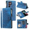 Portemonnaie Hülle für Galaxy S26 Ultra - Leder/PU, Blau, Mit Lanyard