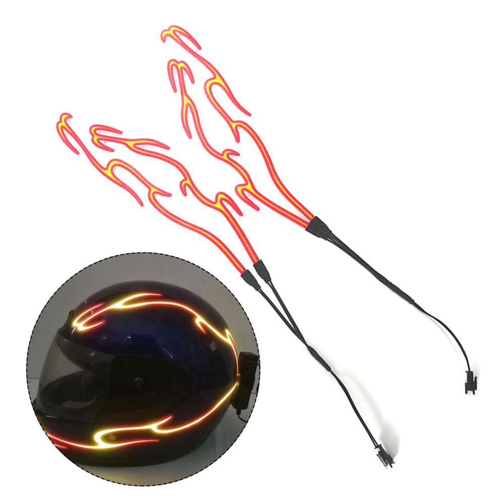 1Pair Motorcycle Helmet LED Cold Light Waterproof Strip Sticker Flashing Warning