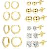 Stud Earrings for Women Hypoallergenic Sterling Silver Post Hoop and Studs Earrings Set for Multiple Piercing Small Ball Cubic Zirconia Earring Studs