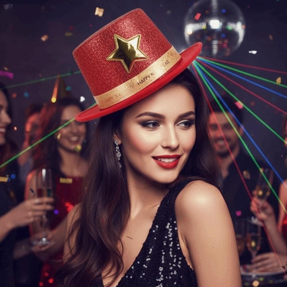 Felt Shiny Jazz Hat Wide Brim Festival Party Cap Live Show Magician Cap  Masquerade