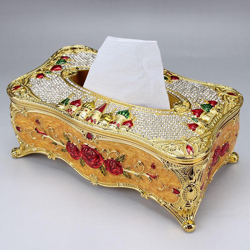 New high-grade extractive tissue box European paper drawer box with drill universal zinc alloy metal paper drawer box