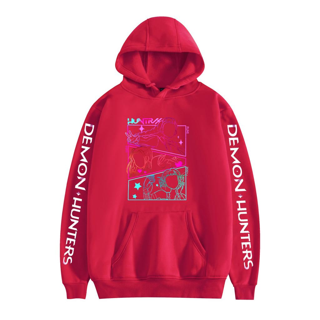 Unisex KPop Demon Hunters Anime Hoodie Sweatshirt Cartoon Printed Streetwear Hoodies for Couples Men Women