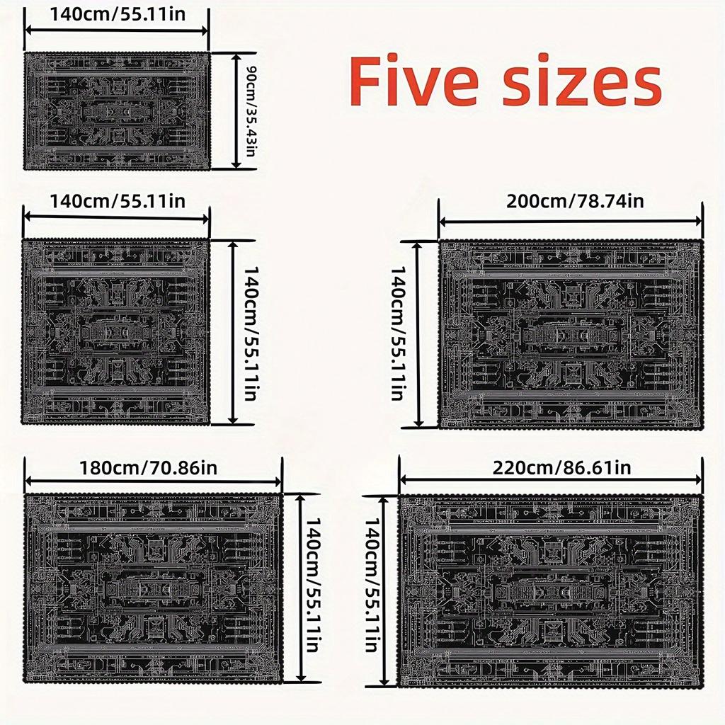 Vintage Mechanical Building Blueprint Black White Trendy Table Cover, Heat Resistant Stain Proof Cloth For Home Daily Dinner