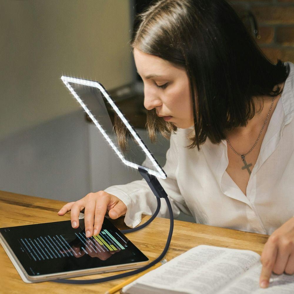 with 50LED Lights Full Page Magnifier Large Mirror Neck Wear Magnifier Magnifying Lamp Reading