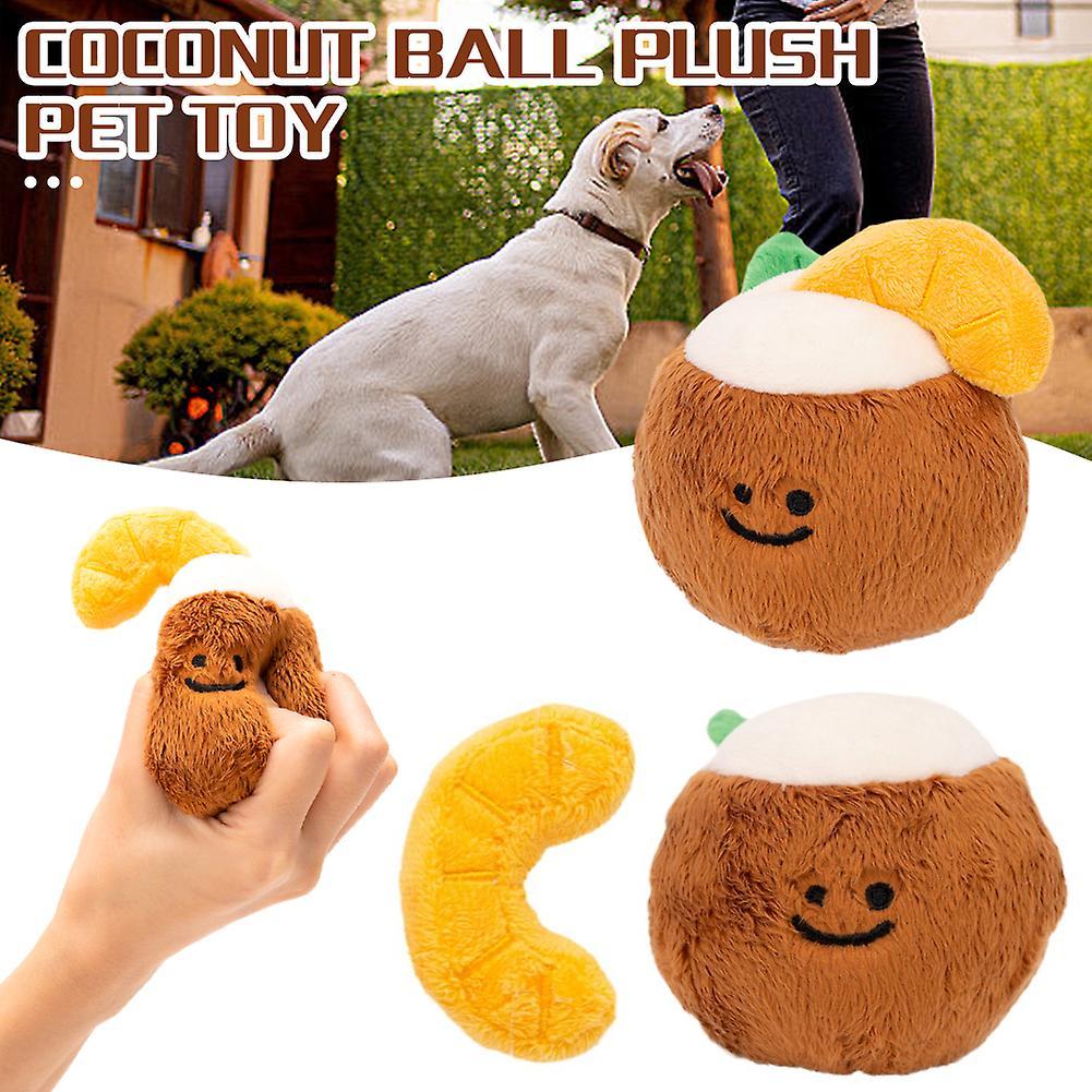 Adorável Bola de Coco de Pelúcia com Barulho para Cachorro Brinquedo Interativo Resistente ao Desgaste para Animal de Estimação Brinquedos de Treinamento para Animais de Estimação