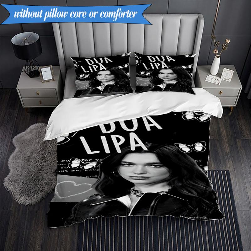 pop music Dua Lipa 3pcs K-pop music group Bedding set,Ideal for Bedroom, Dormitory,Including Duvet Cover And 2pcs Pillowcases,Fan gifts