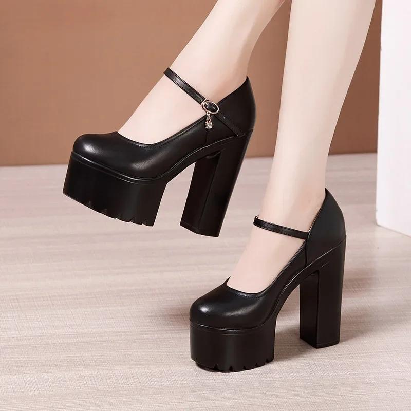 

15см Маленький Размер 32-43 Модные Красные Серебристые Белые Свадебные Туфли Женские Туфли-лодочки 2025 Осень Блочный Высокий Каблук Обувь Платформа Модель Вечеринка 39