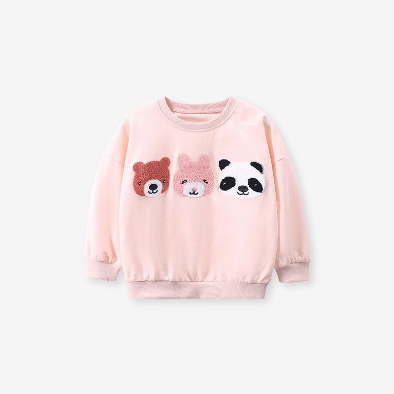 New Children's Clothing Set for Girls, Cute Pink Children's Sweatshirt, Autumn Outfit, Long Pants Two-Piece Set, Baby Cartoon Bear Trendy
