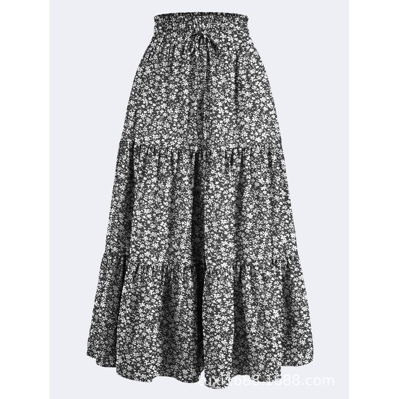 Bohemian A- Line Skirt Long Dress Bohemian A Word Flowy Layered Half-Length Skirts