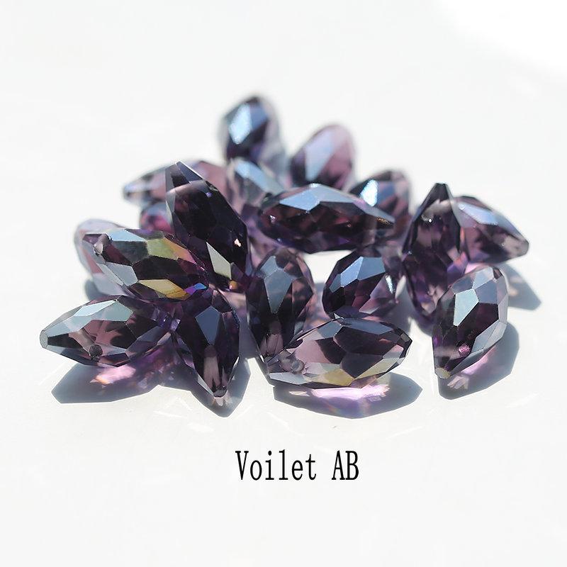 50 Stück Mehrfarbige Kristall-Tropfenperlen mit Kreuzloch Wassertropfen Facettierte Glasperle zur Schmuckherstellung Halskette Armband Ohrring DIY