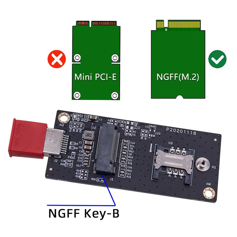 Cablecc Key-B M.2 NGFF WWAN to USB 3.0 Adapter Riser Card with SIM Slot for 3G4G5G LTE Wireless Module Modem Card