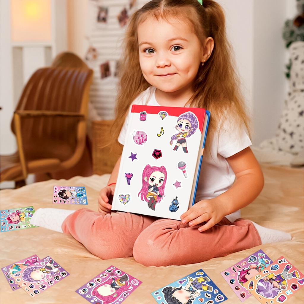 8 Cartoon Anime Character Puzzle Stickers, DIY Handicrafts, Reusable Stickers