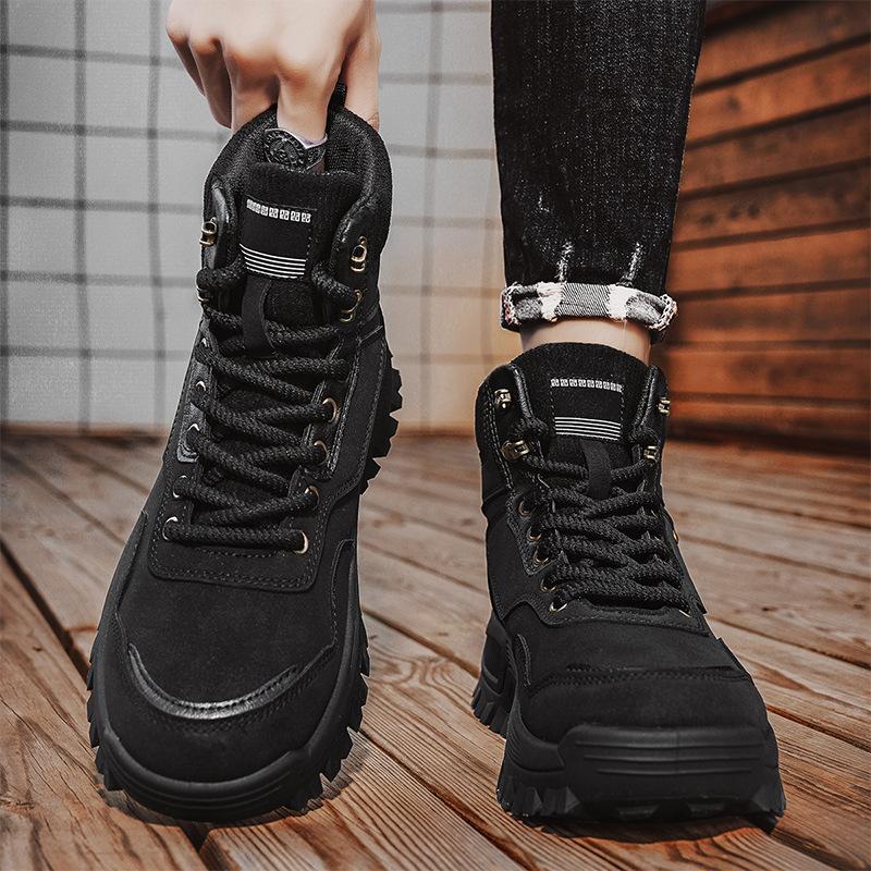 

Мужские кроссовки для бега с высоким подъемом и толстой подошвой, модная повседневная обувь для альпинизма и туризма, обувь Zapatos Para Hombres 44 чёрный