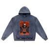 DTG print Knitted Denim Zip-Up Hoodie Betrayed(001) Brother Print Zipper Hoodies  