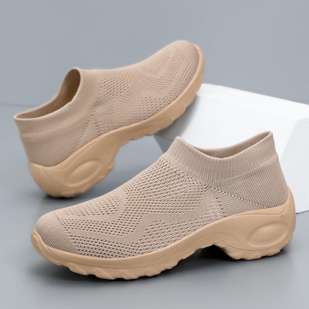 TUINANLE Women Wedge Spring Resistant Mom Shoes Breathable Platform One Foot Slip Women Loafers Sneakers