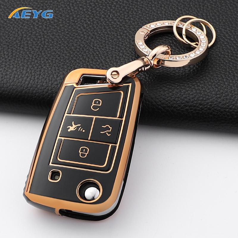 New Tpu Car Key Case Cover Shell Fob For Vw Volkswagen Golf 7 Mk7 Tiguan Mk2 For Seat Ateca Leon Fr 2 Ibiza Keychain Accessories