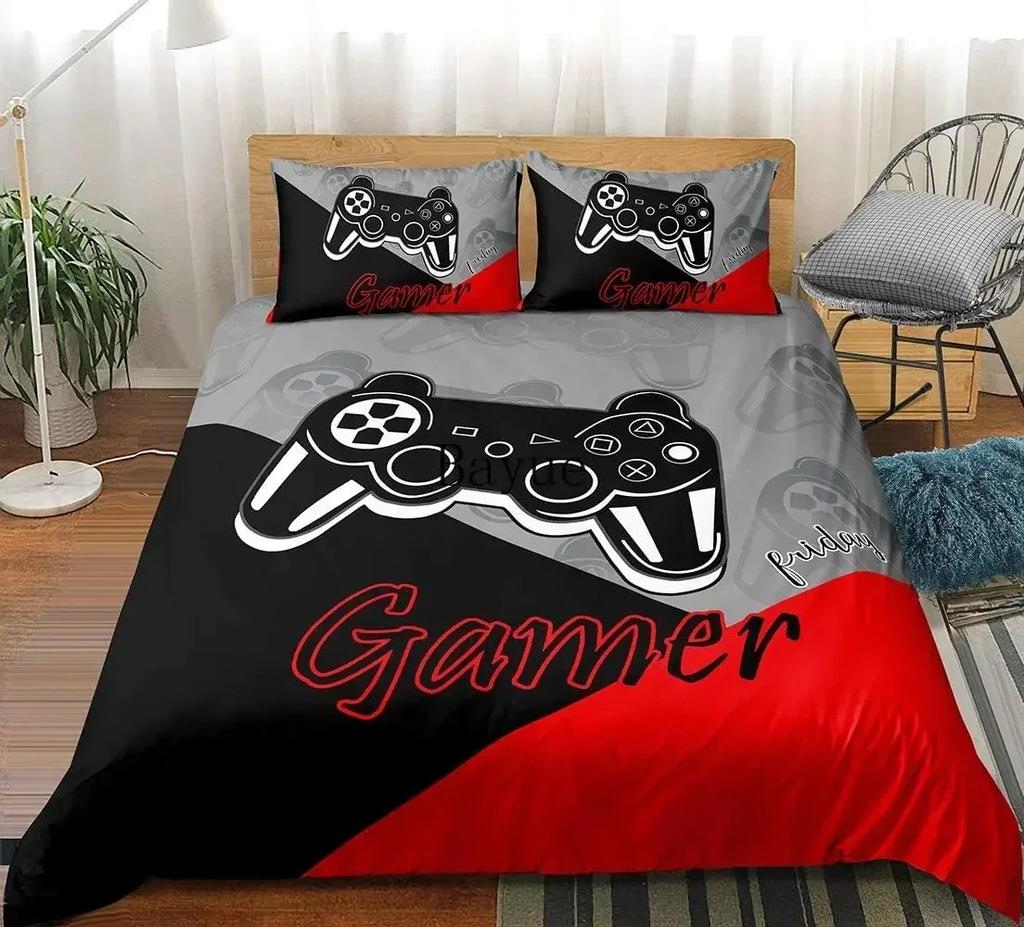 Gamer Bedding Sets for Boys Gaming Duvet Cover Set Video Games Comforter Cover Custom Designs Bed Set with Pillowcase