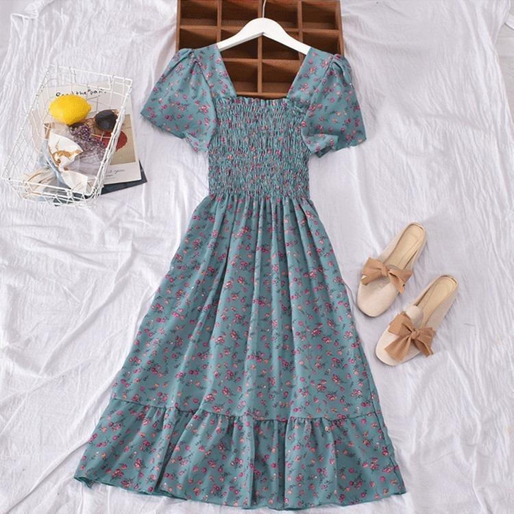 Women Classy Corset Dresses Floral Printed Elastic Casual