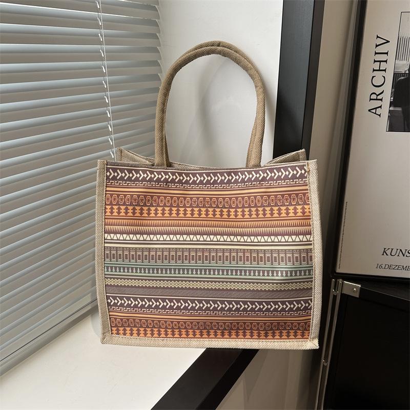 Linen large capacity trendy personality retro popular women's shoulder portable women's tote bag